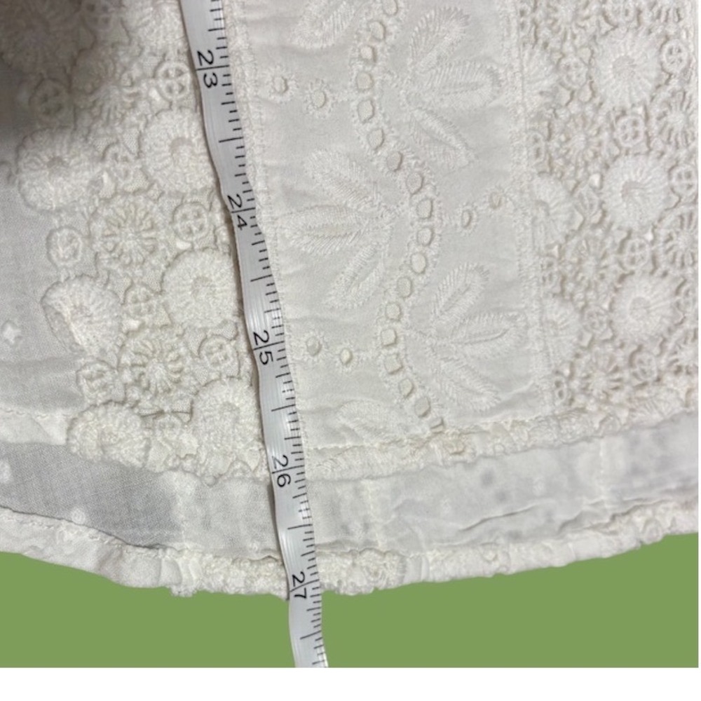 Sundance Eyelet Lace Blouse Medium White Swiss Dot Mock Neck EUC - Picture 6 of 9
